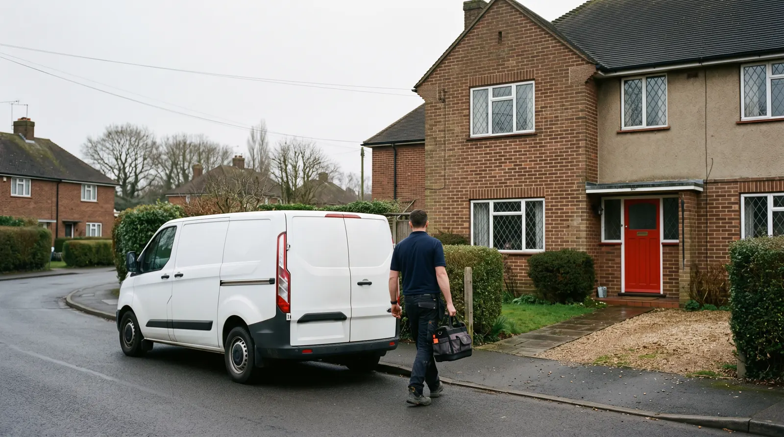 Electrician arriving at a home in Ditton